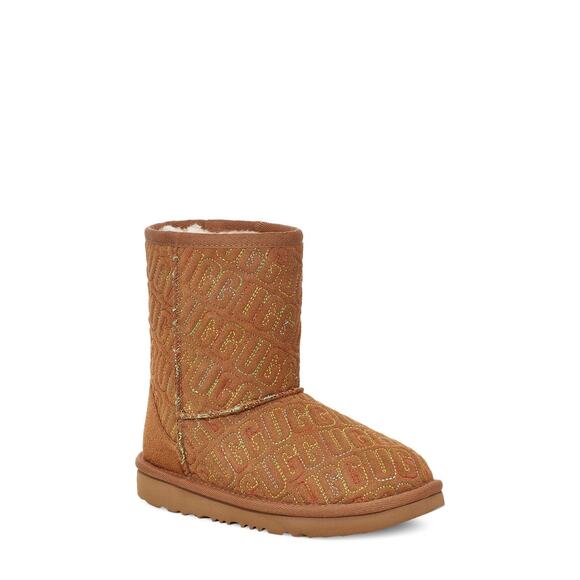 Ugg Kids Classic Ii Graphic Stitch Short Boots - 1 M Chestnut - Picture 1 of 5